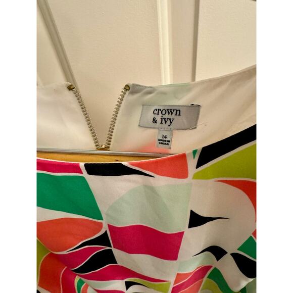 Crown & Ivy size  14 women’s sleeveless abstract colorful dress zip back - Picture 6 of 6